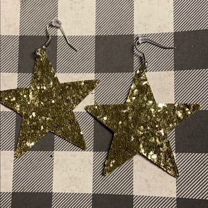 Gold glitter star earrings